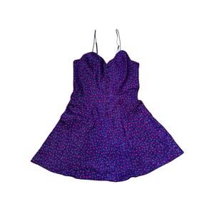Vintage Victoria's Secret Gold Label Purple Confetti Print Satin Slip Mini Dress